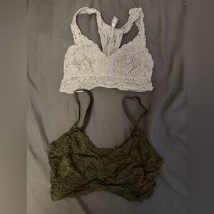 Lace Bralette Set in Gray and Olive